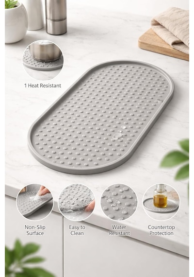 Tr Silikon Yağdanlık Ve Sıvı Sabunluk Altlığı 24x12 Cm Kaymaz Isıya Dayanıklı Kolay Temizlenebilir Mutfak Ve B Diğer
