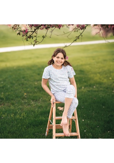 Antebies Kır Çiçekleri Kısa Kollu Pijama Mavi
