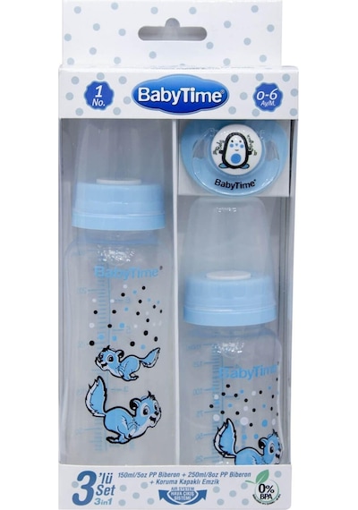 BabyTime 3'lü PP Biberon Emzik Seti Mavi