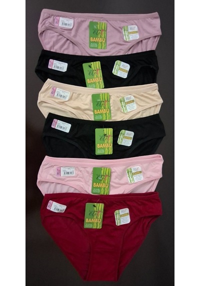 Tutku Elit 2711 Kadın Bambu Düz Bikini Külot 12 Adet Çok Renkli