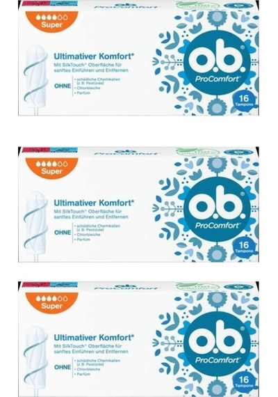 O.B. Ultimate Comfort Super 16'Lı Tampon 3 Paket (Toplam 48 Adet)
