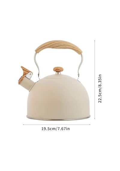 Valkyrie 2.5l Paslanmaz Çelik Düdüklü Su Isıtıcısı Demlik Islıklı Kettle Krem