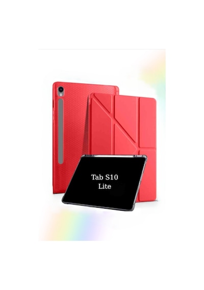 Fuchsia Galaxy Tab S10 Lite10.9 İnç İle Uyumlu Kalem Bölmeli Katlanabilir Standlı Tri Folding Tablet Kılıfı Kapaklı Kılıf