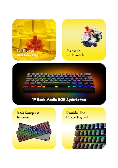 Gameagle HelApple Uyumlu iOS Mini Oyuncu Klavyesi Mekanik Klavye Bilek Destekli Red Switch Gaming Klavye Oyuncu Klavye
