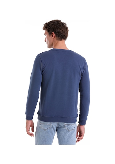Hatemoğlu İndigo Regular Fit Düz Pamuklu Bisiklet Yaka Sweatshirt İndigo