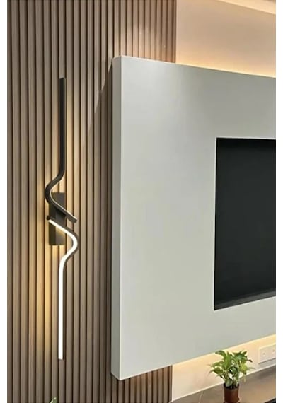 Dekoratif 40w Iç Mekan Gold Kasa 3 Renkli Işık Elektrikli 115 Cm Duvar Aplik 1 Adet Siyah