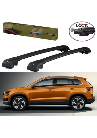 Skoda Karoq 2017-sonrası Trx1 Carrier Kilitli Ara Atkı Uyumlu Bar Taşıyıcı Tavan Barı Siyah