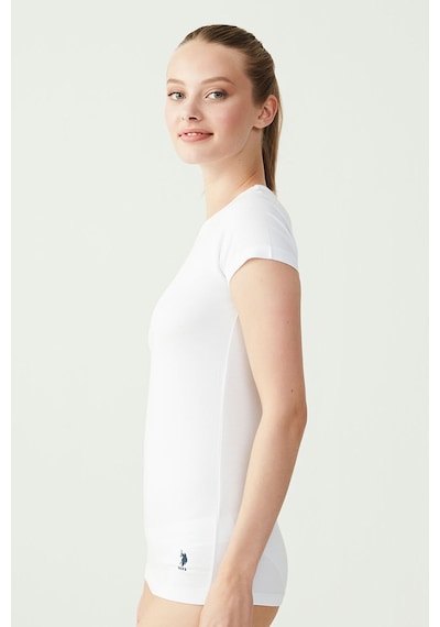 U.S. Polo Assn. Kadın Beyaz Kısa Kollu Yuvarlak Yaka T-Shirt 66002