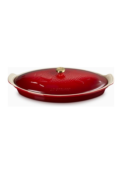 Le Creuset Kapaklı Seramik Balık Pişirme Kabı, 34 Cm Seramik Tava Kırmızı