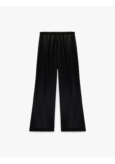 Koton Beli Bağlamalı Düz Bol Paça Saten Pantolon Siyah 6sak40161pw Siyah