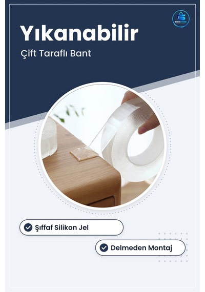 Çift Taraflı Nano Bant Kuvvetli Silikon Jel Yapıştırıcı Yıkanabil