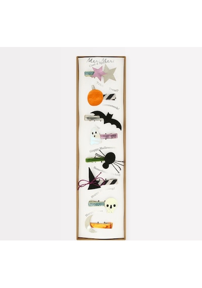 Meri Meri - Halloween Icons Hair Clips - Cadılar Bayramı Tokalar 8'li Çok Renkli