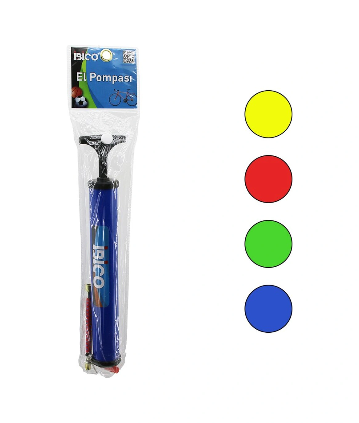 Go İthalat Mini El Pompası Bisiklet - Top 28 Cm Pompa Hortum - Top İğne - Uç Çok Renkli