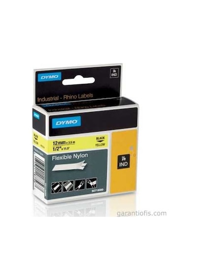 Dymo Rhino Pro Esnek Naylon Serit 12MMx3.5M Sarı/Siyah 18490
