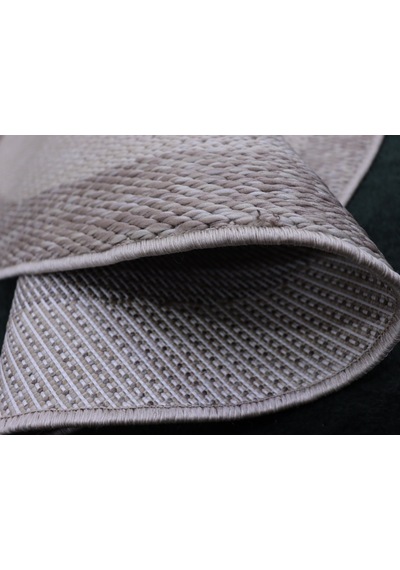 Derin Sisal Yuvarlak Vizon Bordürlü Bej Jüt Sisal Dekoratif Kaymaz Taban Yıkanabilir Halı St04-1051 Renkli