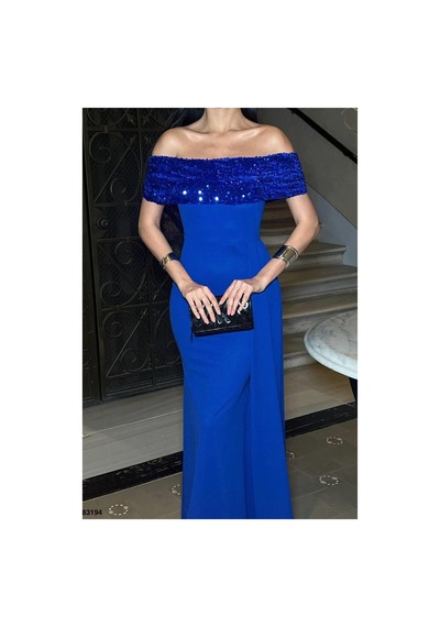 DefyModa Kadın Krep Kumaş Straplez Balık Kesim Abiye Elbise Lacivert