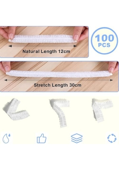 100 Lü Yeniden Kullanılabilir Elastik Plastik Kase Kapakları Şeffaf, 12x30 Cm, Hava Geçirmez Gıda Saklama Bonesi, Ev Ve Restoran İçin