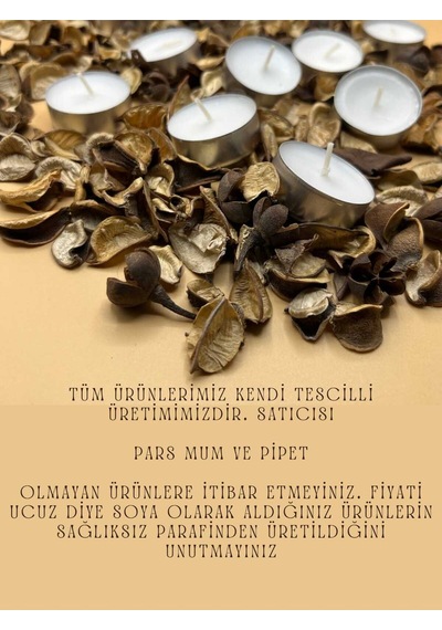 Tealight Mum-buhurdanlık Mini Boy Soya Parafinli 50 Adet Beyaz Yüksek Kalite Beyaz