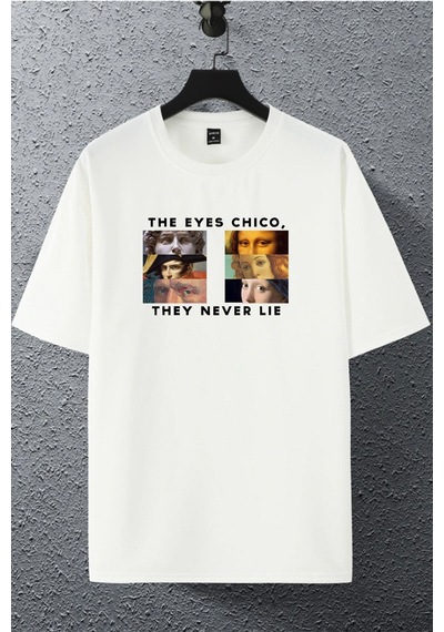 Unisex Kadın Erkek The Eyes Chico Baskılı Oversize T-shirt Beyaz Mck2139 Beyaz