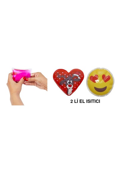 Emoji Kırmızı Geyik Cep Sobası,el Isıtıcı,2 Adet Sıcak Su Torbası