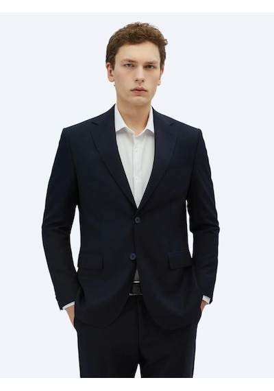 Kip Lacivert Desenli Modern Fit Yün Karışımlı Takım Elbise Lacivert Kip Lacivert Desenli Modern Fit Yün Karışımlı Takım Elbise Lacivert