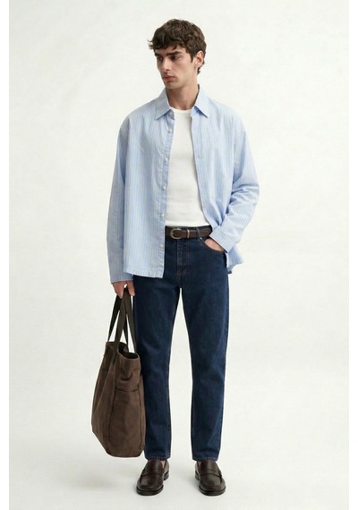 Antioch Relaxed Fit Çizgili Erkek Gömlek Bebe Mavi