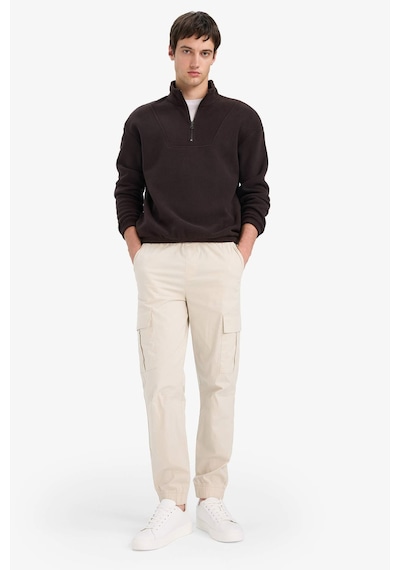 Defacto Boxy Fit Dik Yaka Yarım Fermuarlı Polar Sweatshirt E8632ax25wnbn116 Kahve