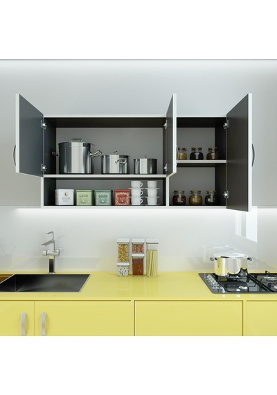 Kenzlife hazır mutfak mirena22 gri 060*120*22 mutfak banyo dolabı kapaklı raflı