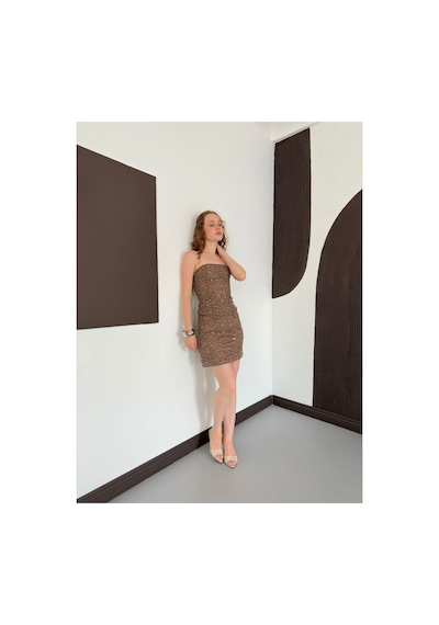 Verymoda Pul Payet Straplez Bluz D3123 Kahve