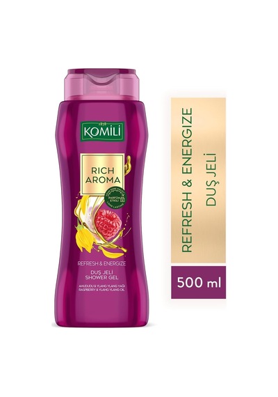 Komili Rich Aroma Refresh&energize Kalıcı Parfüm Etkili Duş Jeli 500ml, F3100219-002, Mor Diğer