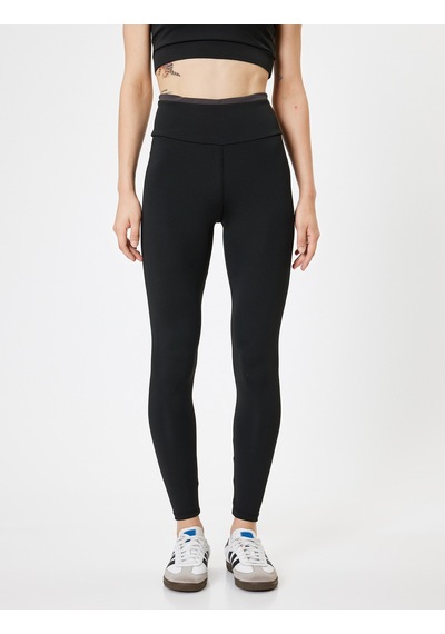 Koton Spor Tayt Yüksek Bel Biyeli Bilek Boy Slim Fit Siyah 5wak40020nk Siyah