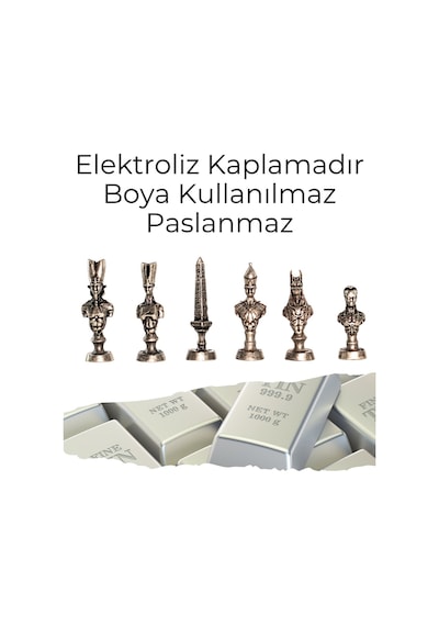 Mc40 Antik Mısır Figürlü Metal Satranç Takımı - Lüks Hediyelik Satranç Takımı