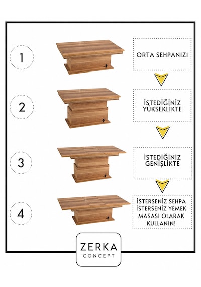 Elit Akıllı Orta Sehpa Ve Yemek Masası Ceviz Elit Akıllı Orta Sehpa Ve Yemek Masası Ceviz