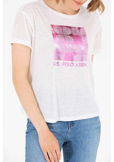 U.S. Polo Assn. Kadın Bisiklet Yaka Tişört 50265366-vr019 Beyaz
