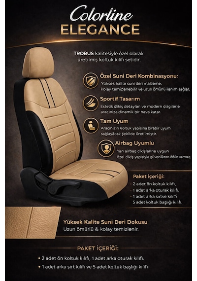 Hyundai Accent Era 2006-2011 Uyumlu Colorline Elegance Deri Bej S