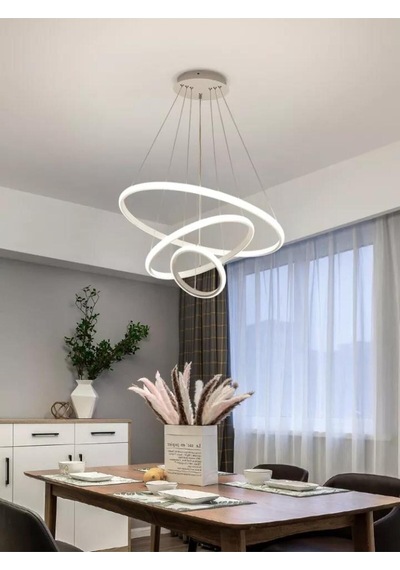 3lü Halka Model Sarkıt Modern Led Beyaz Işık Ultra Powere