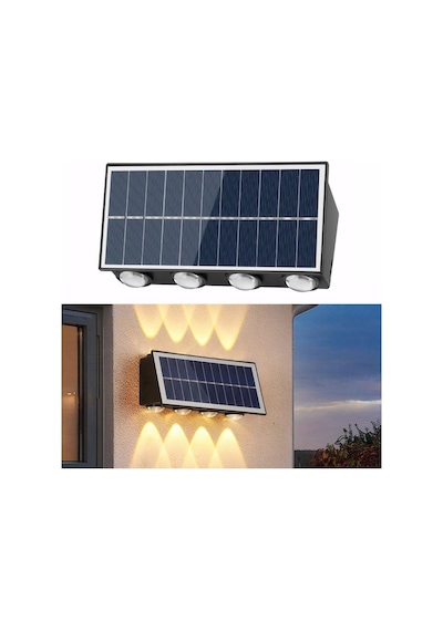 20 Watt, Çok Kaliteli, Güneş Enerjisi İle Çalışır Dekoratif Dış Mekan Aplik Solar Bahçe Duvar Aplik Gün Işığı - Sarı