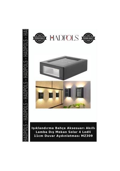 Işıklandırma Bahçe Aksesuarı Akıllı Lamba Dış Mekan Solar 4 Ledli 11cm Duvar Aydınlatması Mz309 Diğer