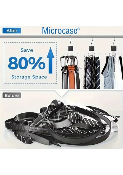 Microcase 360 Döner Kancalı Çok Amaçlı Katlanabilir Dolap İçi Askı Kravat Kemer Şal Çanta Organizeri 2 Adet Al5371 Gümüş