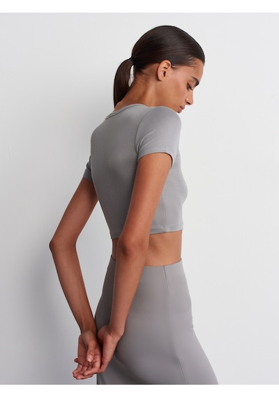 Dilvin Modal Crop Top Gri