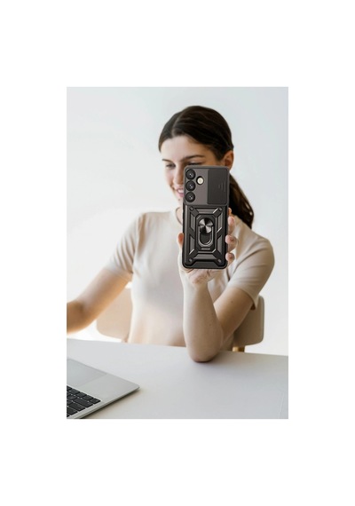 Samsung Galaxy Uyumlu S26 Plus Pars Lens Yüzüklü Silikon - Siyah İtdark53435