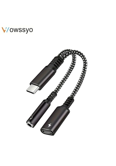 Wowssyo 2'si 1 Arada Type-c To 3.5mm+60w Hızlı Şarj Ve Kulaklık Çevirici Ce Lisanslı Hasır Örgülü Sağlam Beyaz - Siyah Wowssyo 2'si 1 Arada Type-c To 3.5mm+60w Hızlı Şarj Ve Kulaklık Çevirici Ce Lisanslı Hasır Örgülü Sağlam Beyaz - Siyah