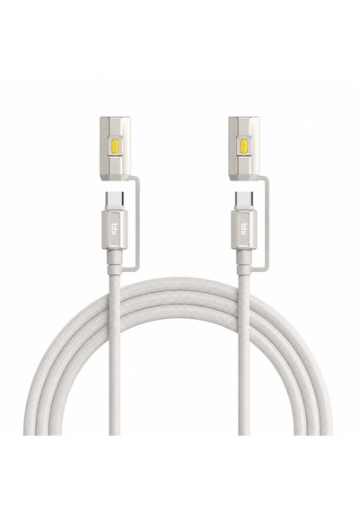 Bix T2ın1c 240w Led Fener Ve Alevsiz Çakmak Fonksiyonlu Type-c To Type-c Şarj Data Kablosu 1.2 Metre Gri
