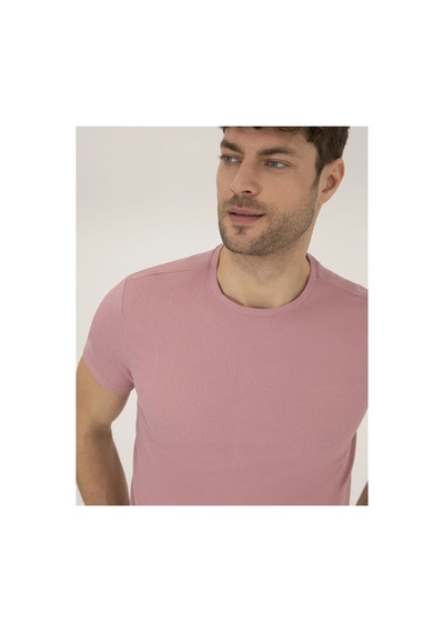 Pierre Cardin Bej Slim Fit Bisiklet Yaka Tişört Gülkurusu