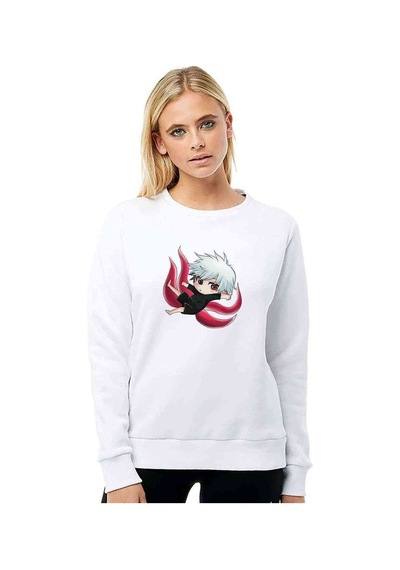 Anime Tokyo Ghoul Anteiku Baskılı Beyaz Kadın Sweatshirt (528356770)
