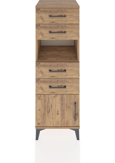Hyperion Dolap Tek Raflı 4 Çekmeceli Tek Kapaklı 44x44x134 Çam-çam Atlas Çam