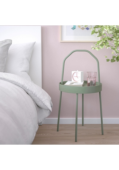 Kulplu Sehpa Su Yeşili Renk Meridyendukkan 38 Cm Metal Taşınabilir Sehpa