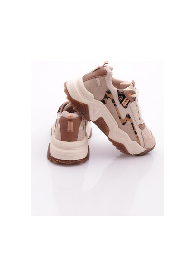 Dgn 65135 Kadin Kalin Taban Spor Ayakkabi Bej Rose Leopar