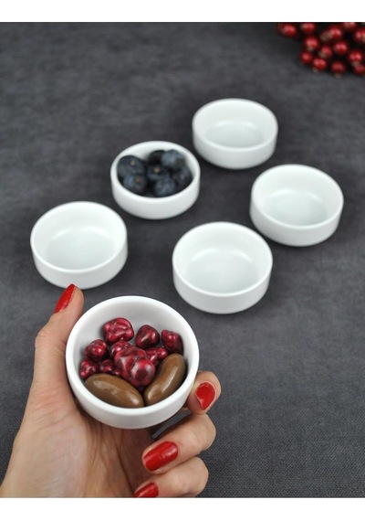 6'lı Porselen Mini Kase Bal Sosluk Kahve Yanı Lokumluk 6x6x2 Cm - Nergiss çok renkli