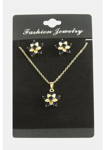Çiçek Zirkon Taşlı Set Kolye Çok Renkli 62059885